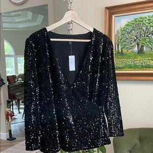 Ann Taylor Black Sequin Top